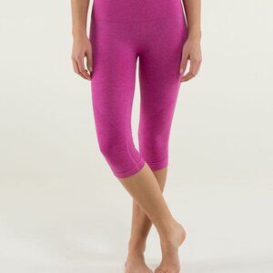 Lululemon In The Flow Crop II Legging Heathered Raspberry Pink Seamless